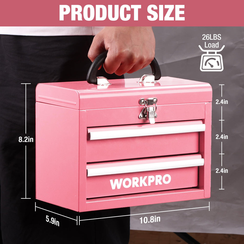 Portable Mini Metal Tool Box with 2 Drawers V699358