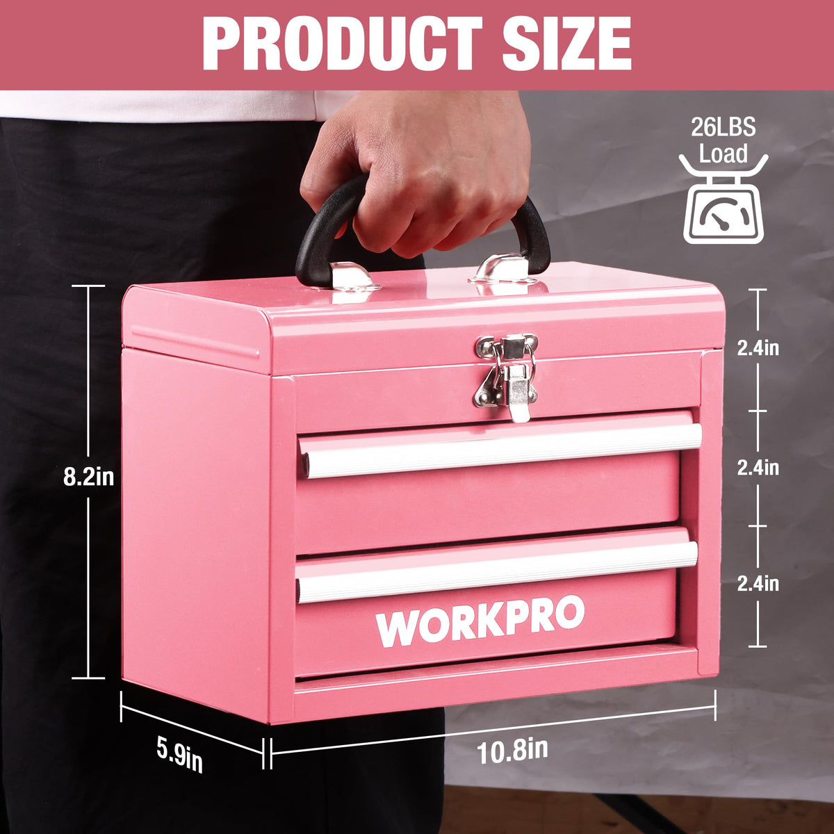Portable Mini Metal Tool Box with 2 Drawers V699358