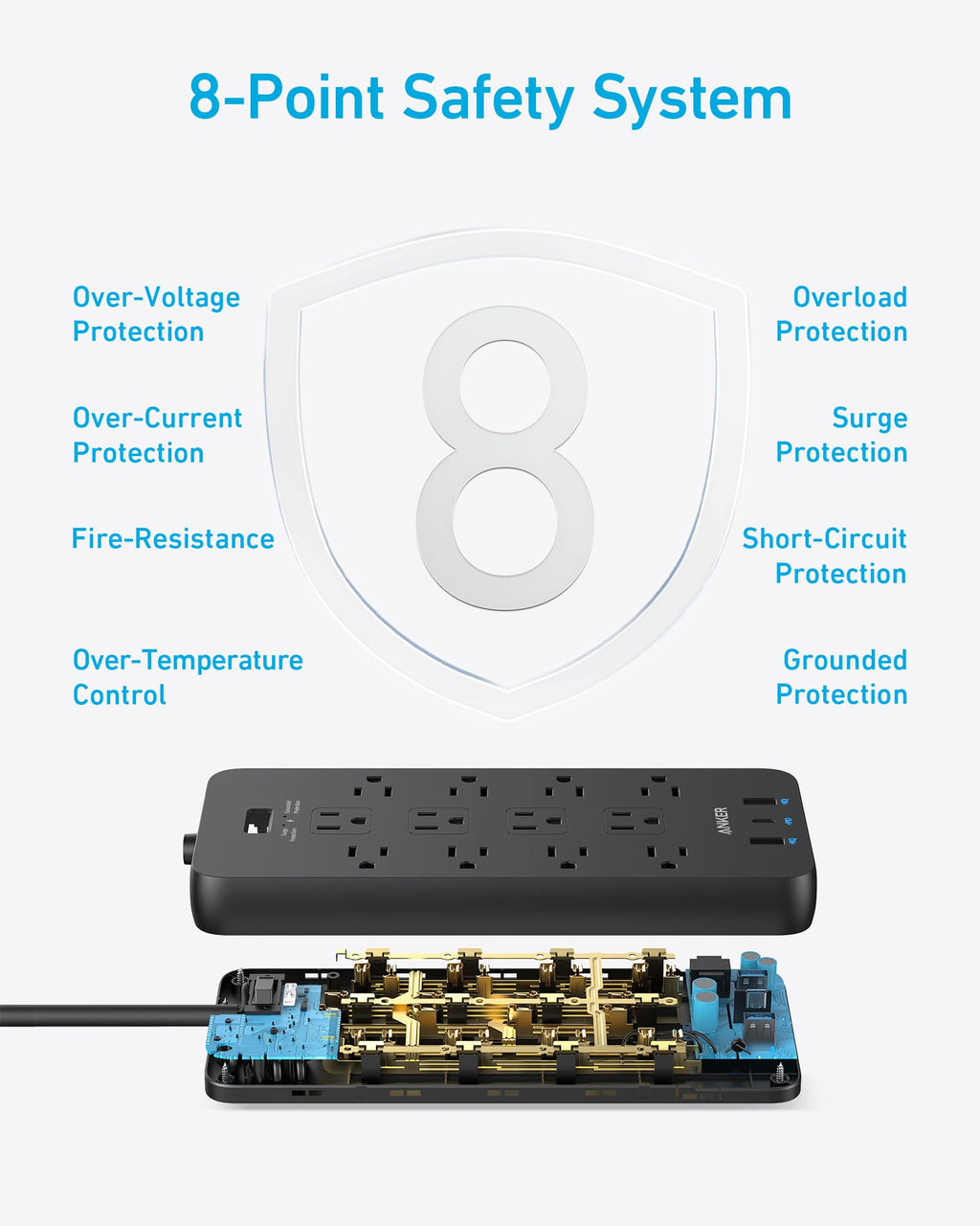 Power Strip with Surge Protector, Outlet Extender, 20W, 12 AC C87542