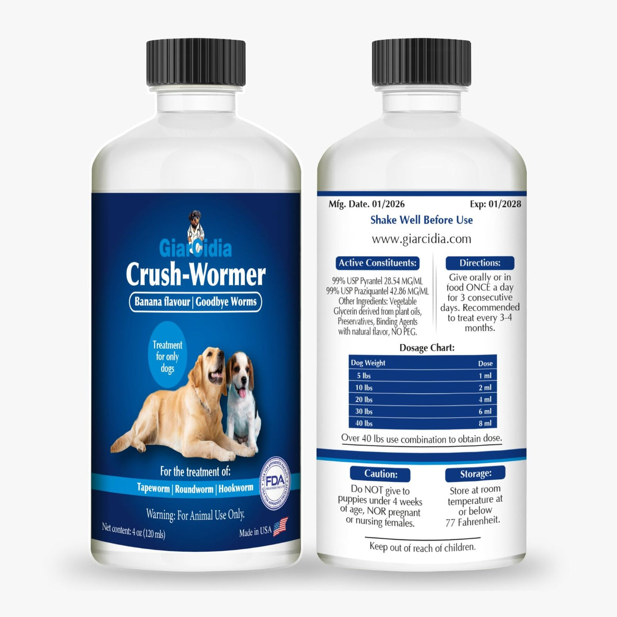 Broad Spectrum Dog Dewormer Treatment 120ml Banana Flavour Q675410