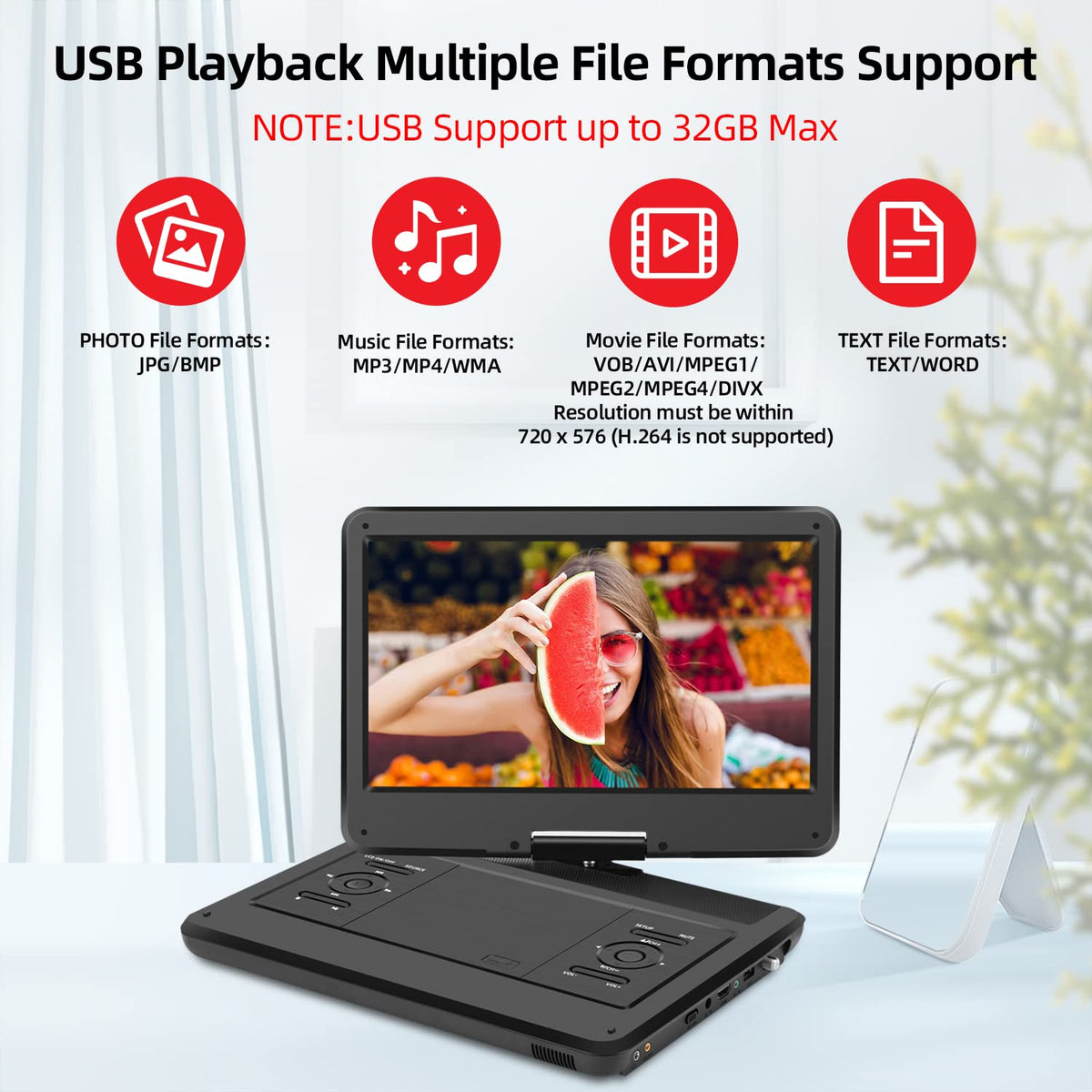 16.5" Portable TV/DVD Player Combo with 14.0" HD Swivel Screen Y509897