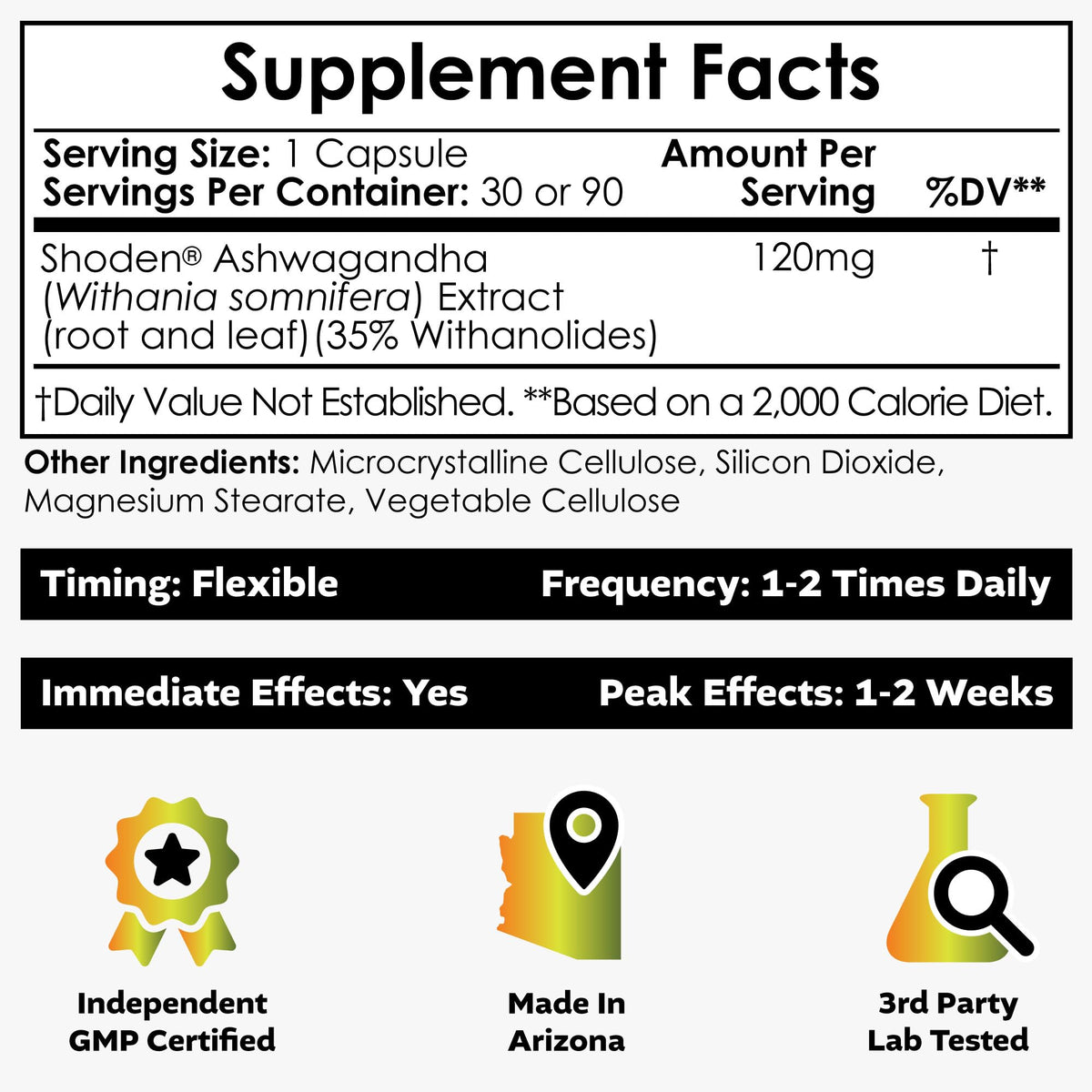 Ashwagandha Extract Capsules 120mg 30 Count Q971