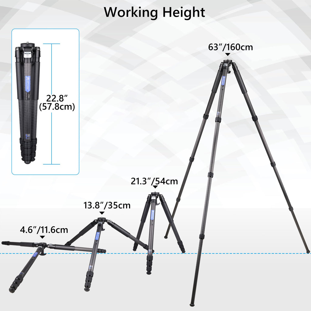 Carbon Fiber 32mm Tube Camera Tripod with 65mm Bowl Adapter U383