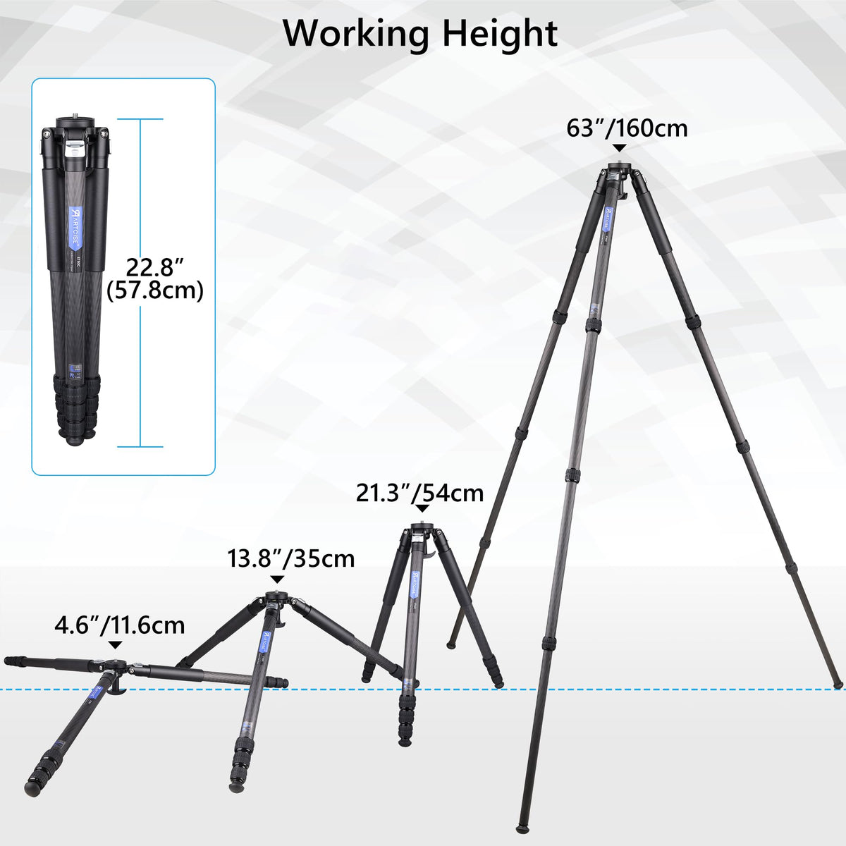 Carbon Fiber 32mm Tube Camera Tripod with 65mm Bowl Adapter U383