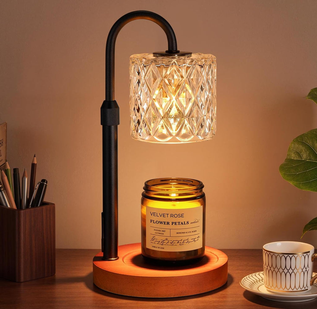 Walnut Candle Warmer Lamp with Timer C763