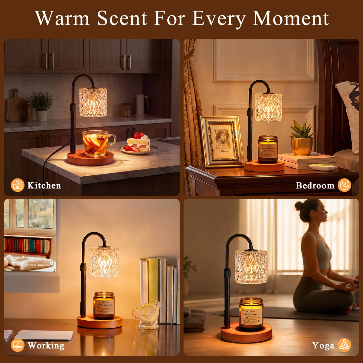 Walnut Candle Warmer Lamp with Timer C763
