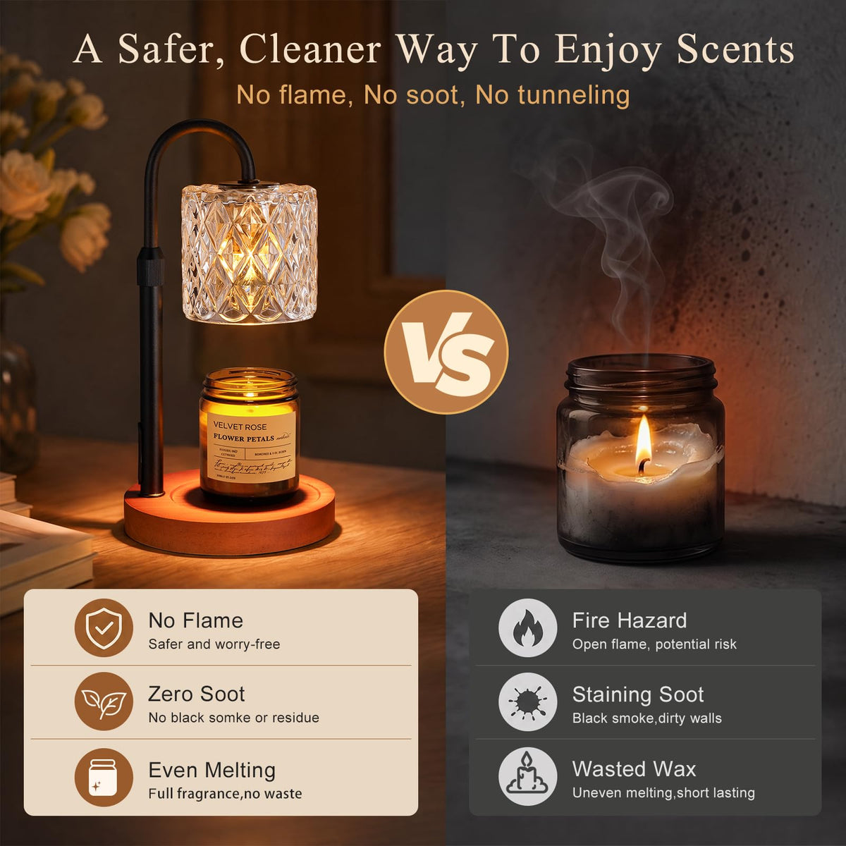 Walnut Candle Warmer Lamp with Timer C763