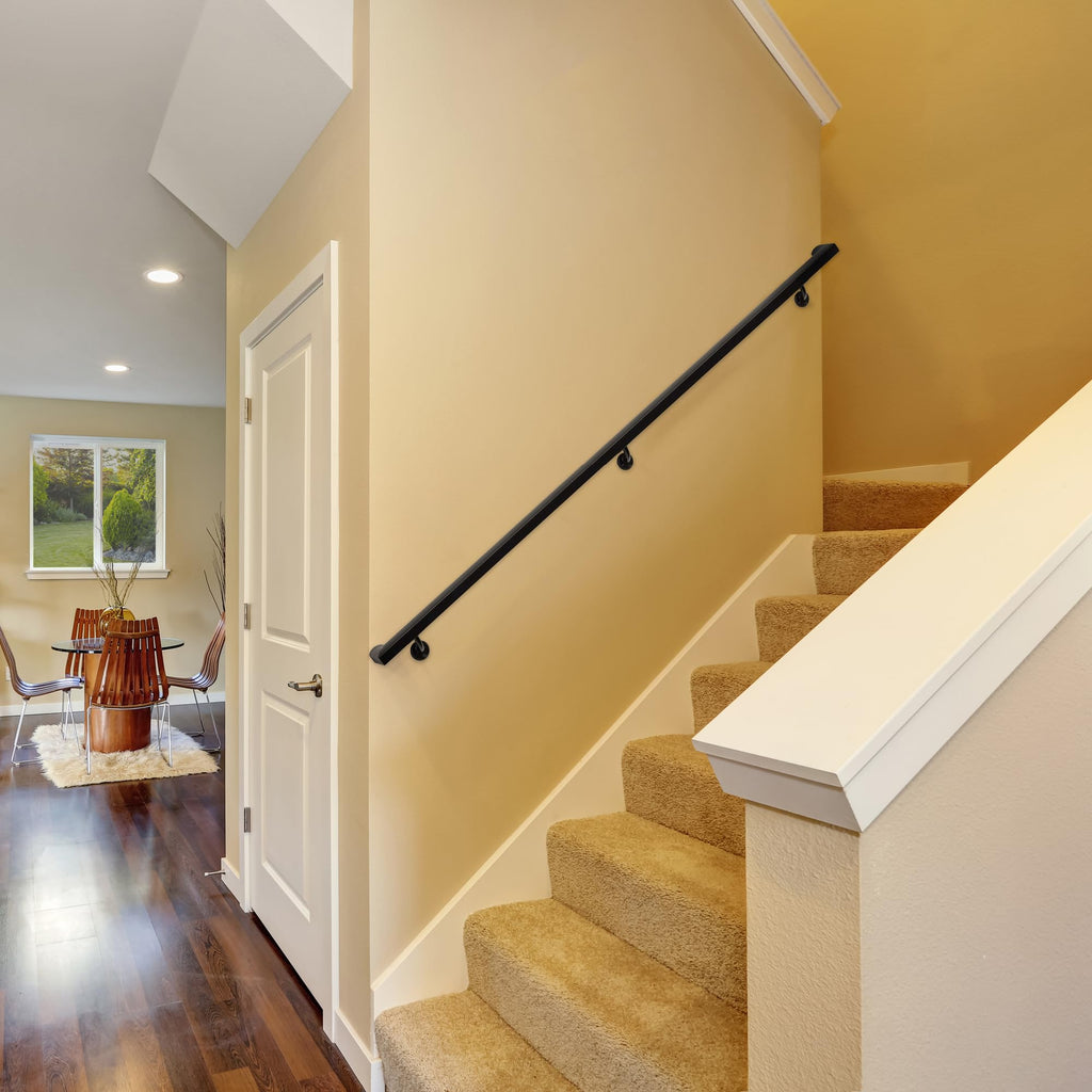 Aluminum Handrail Kit with Wall Mount Brackets, Black Textured, 3' Length F267903
