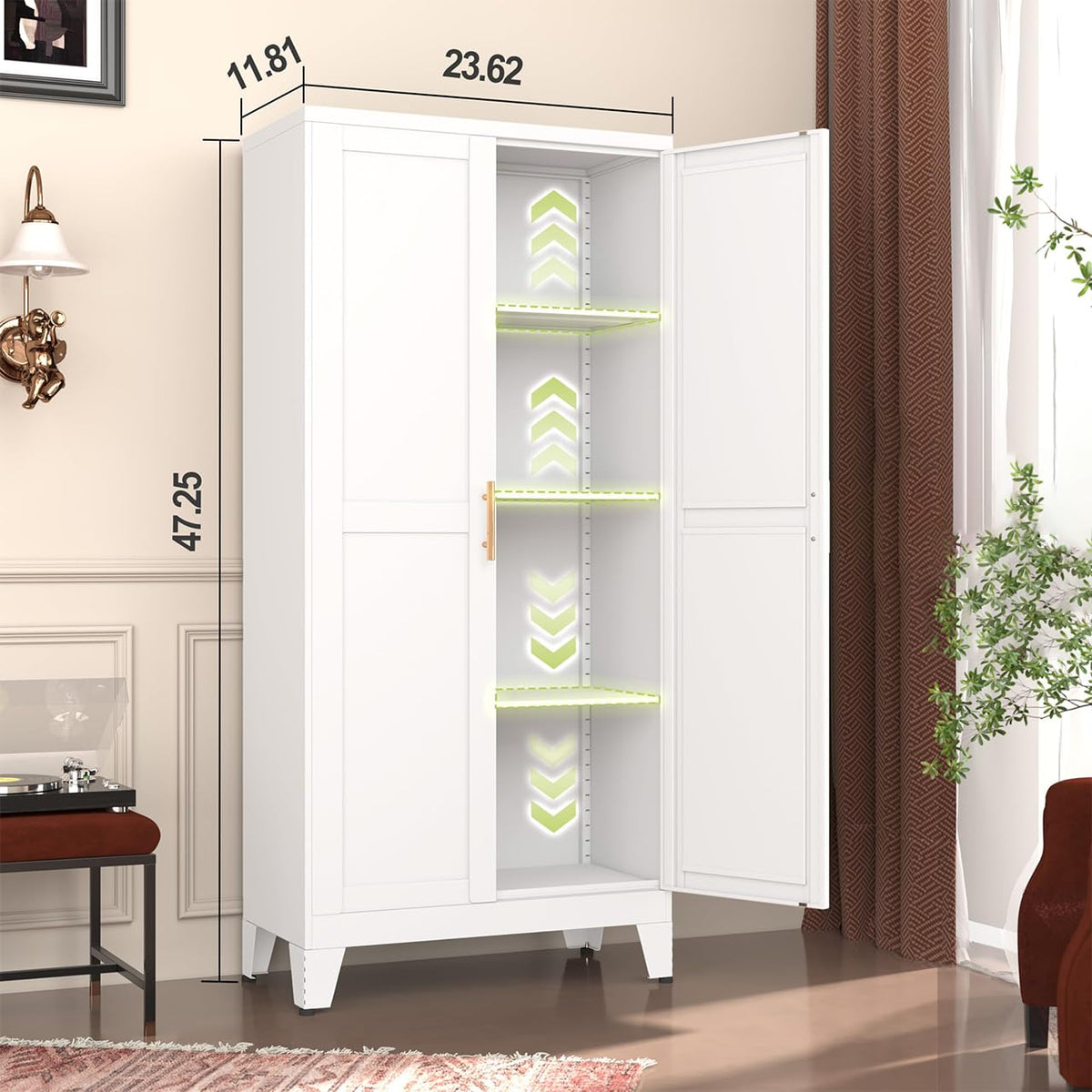 Metal Pantry Cabinet with 2 Door P6036
