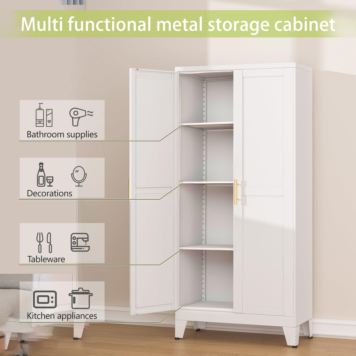 Metal Pantry Cabinet with 2 Door P6036