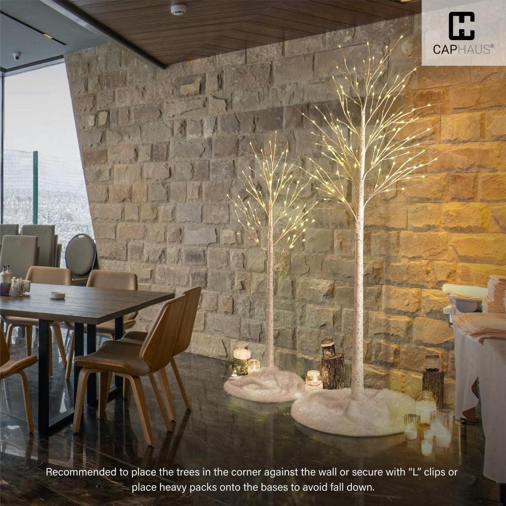8 Ft White Pre-Lit Birch Tree with 132 Warm White LED B13030