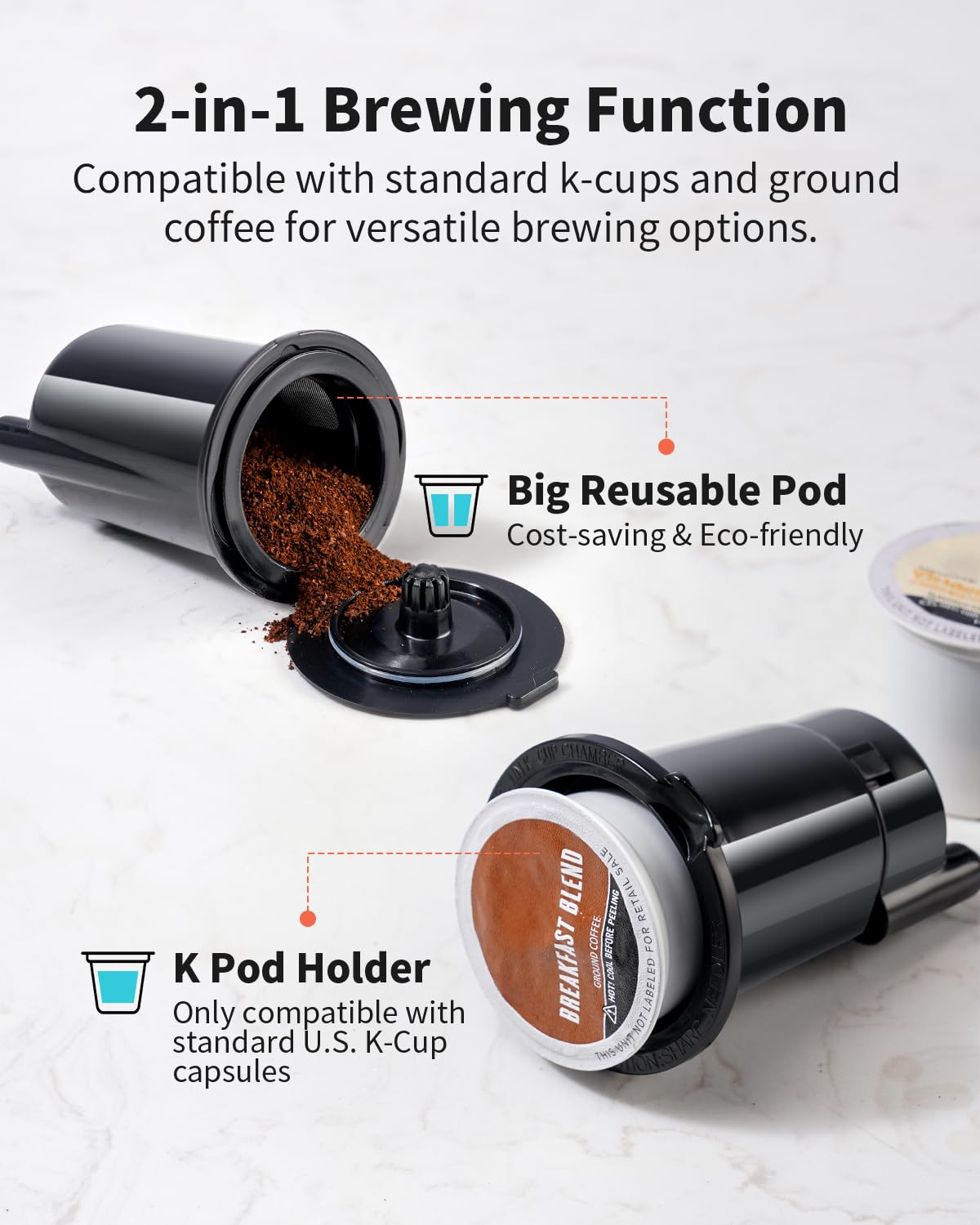 Black Single Serve Coffee Maker with 40oz Water Tank P6115