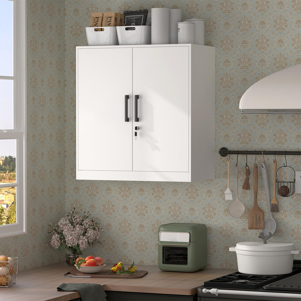 White Metal Wall Cabinet with Adjustable Shelf B950149