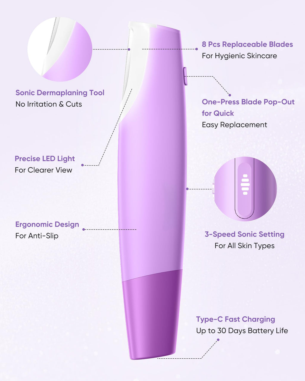 Dermaplaning Tool with 8 Blades F8944