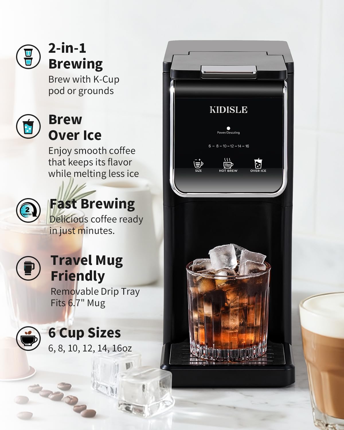 Black Single Serve Coffee Maker with 40oz Water Tank P6115