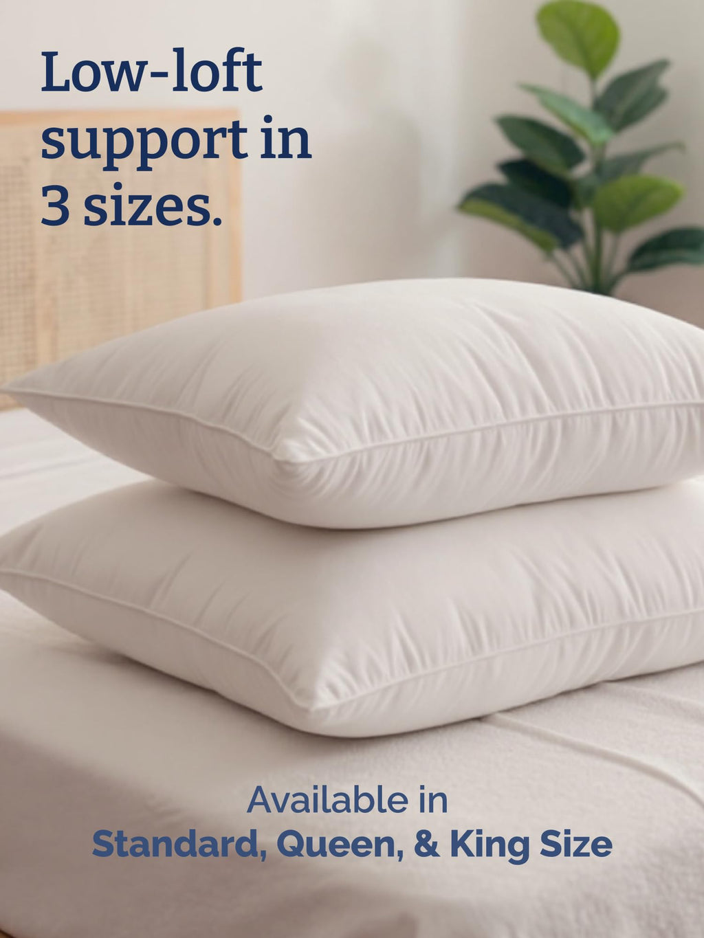 100% Cotton King Size Bed Pillows Set of 2 White H11956