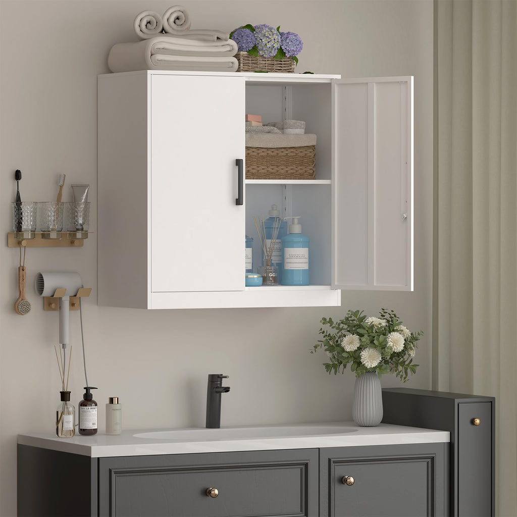 White Metal Wall Cabinet with Adjustable Shelf B950149