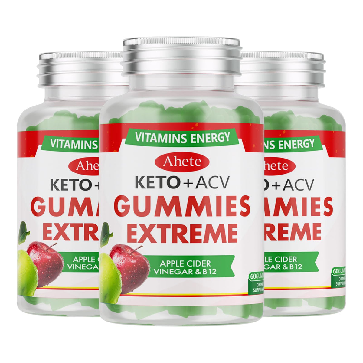 Apple Cider Vinegar Gummies with Vitamin B6, B12, Folate & Beet Root, 180 Gummies A25496