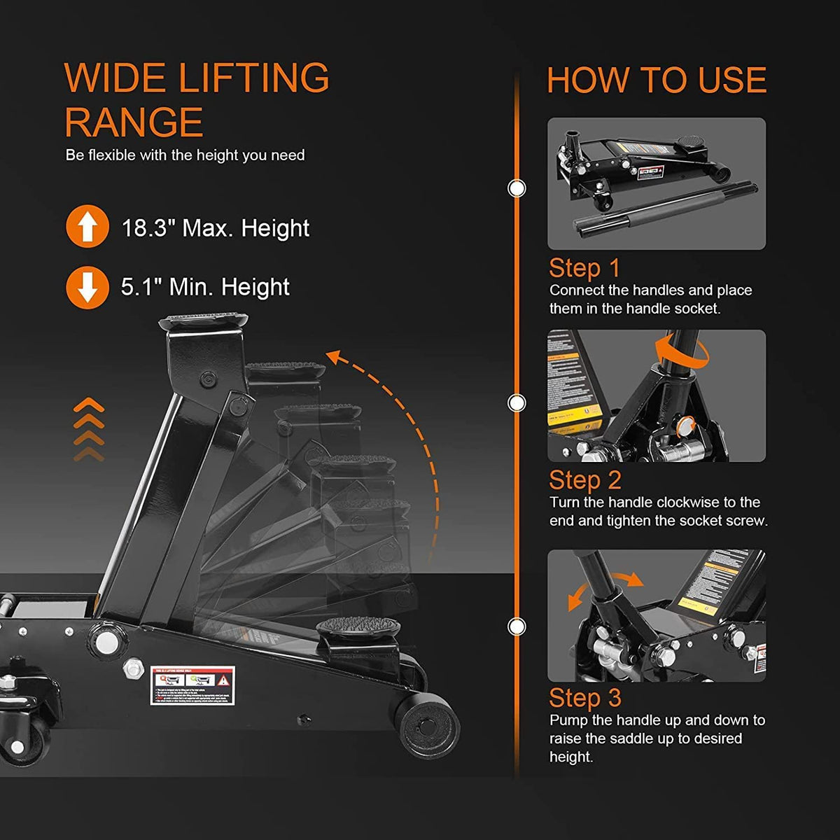 3 Ton Hydraulic Heavy Duty Steel Floor Jack T8042