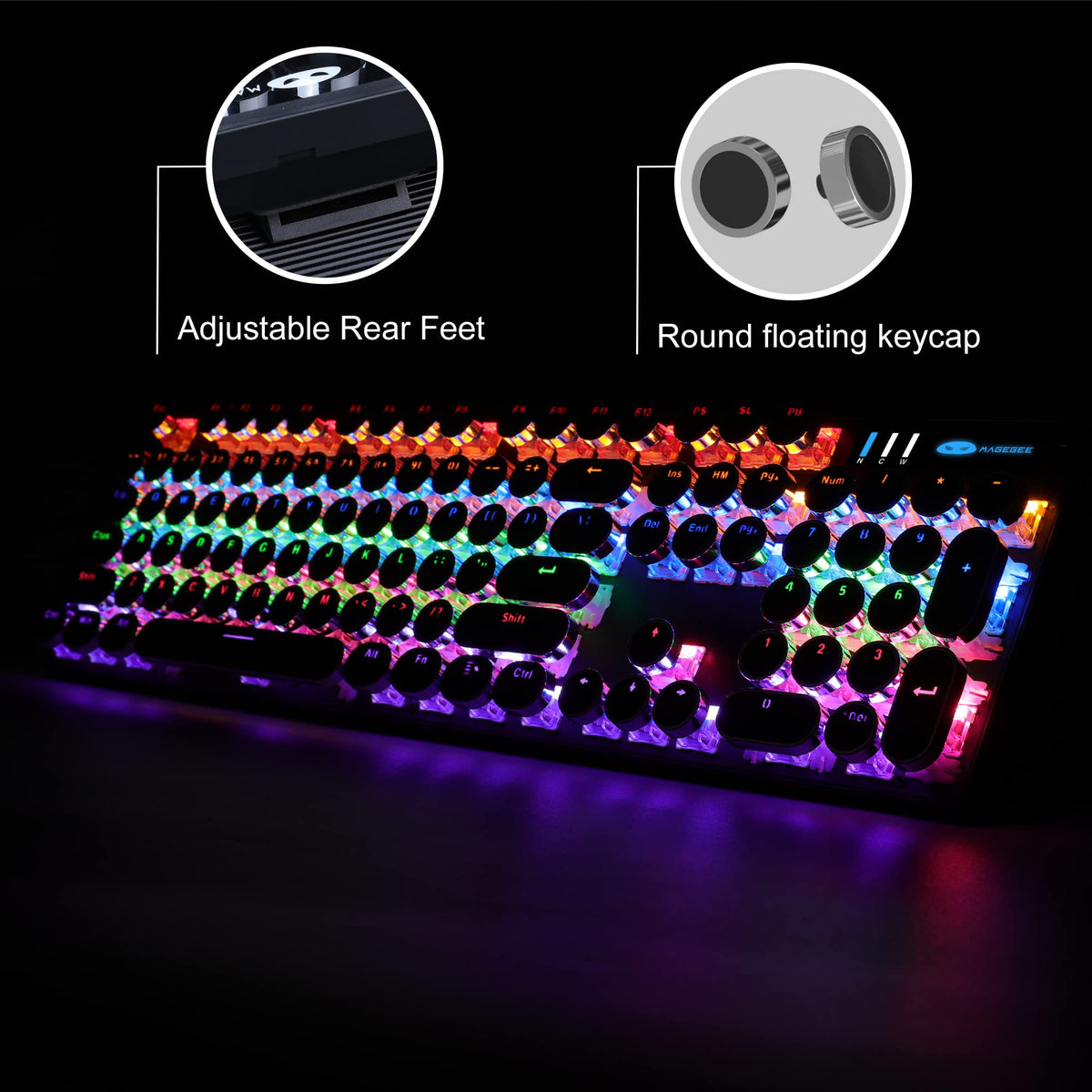 Black Retro Mechanical Gaming Keyboard with RGB Backlit X6514