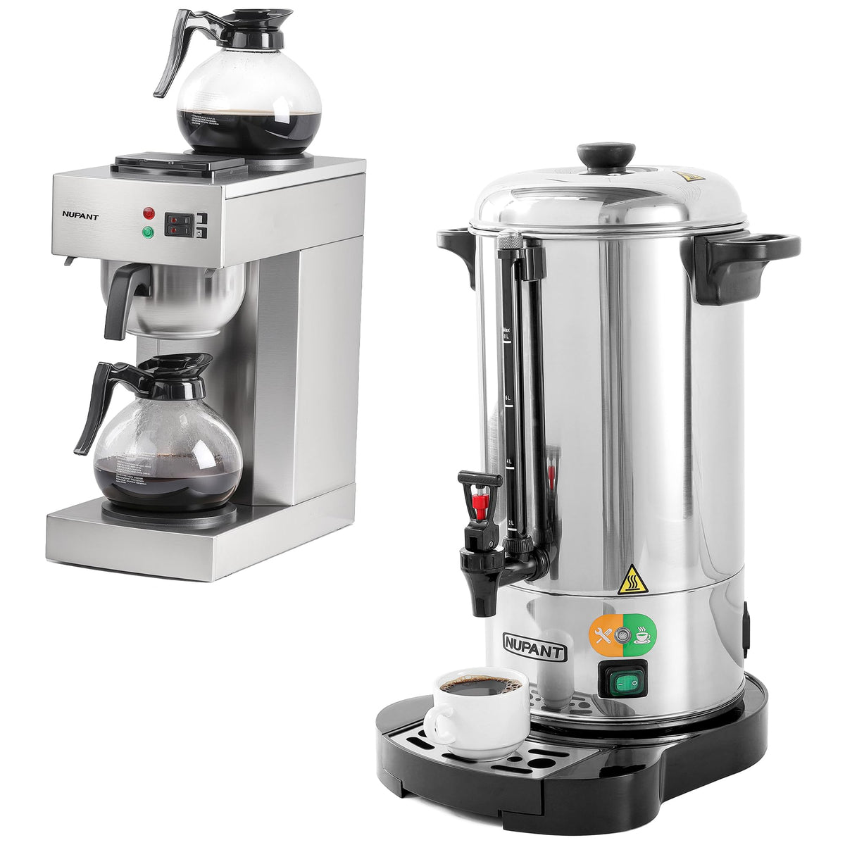 50 Cup Coffee Urn and 12-Cup Commercial Drip Coffee Maker with 2 Carafes T2710