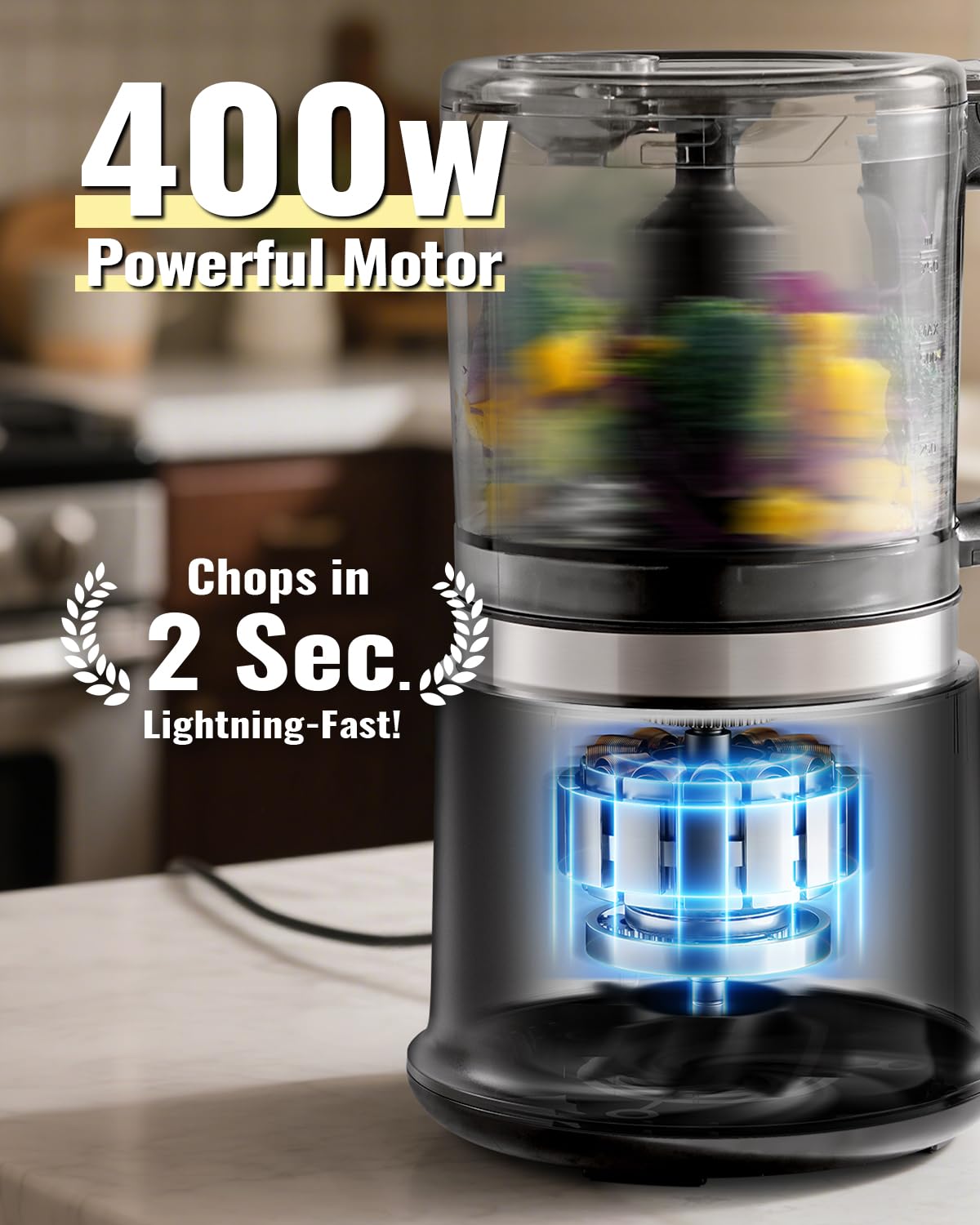 4 Cup Electric Food Processor with Stainless Steel Blades L627650
