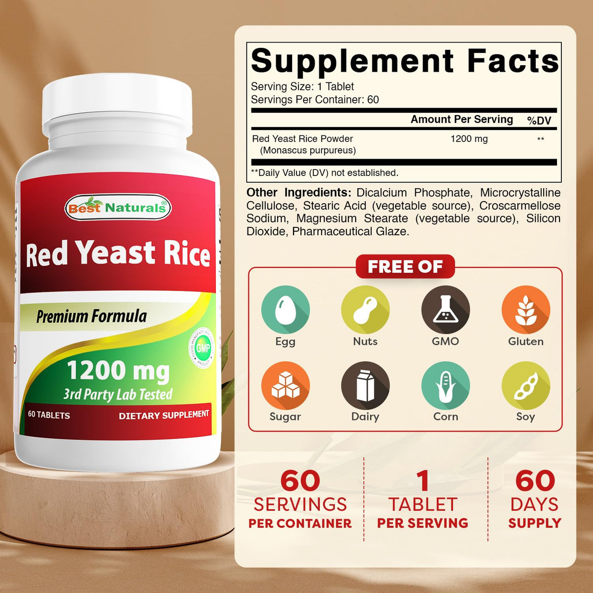 Red Yeast Rice 1200 Mg 60 Tablets X264