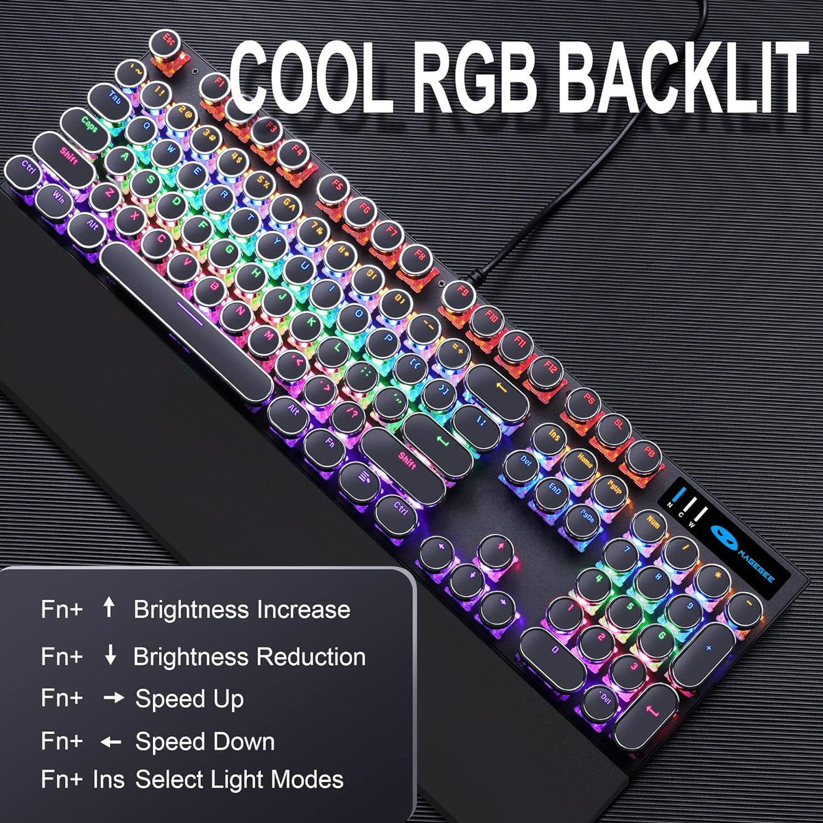 Black Retro Mechanical Gaming Keyboard with RGB Backlit X6514