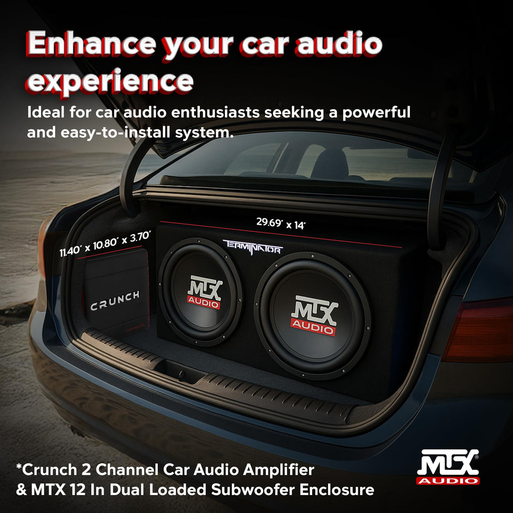 1000 Watt 2 Channel Amplifier with 12 Inch Subwoofer Enclosure I581901