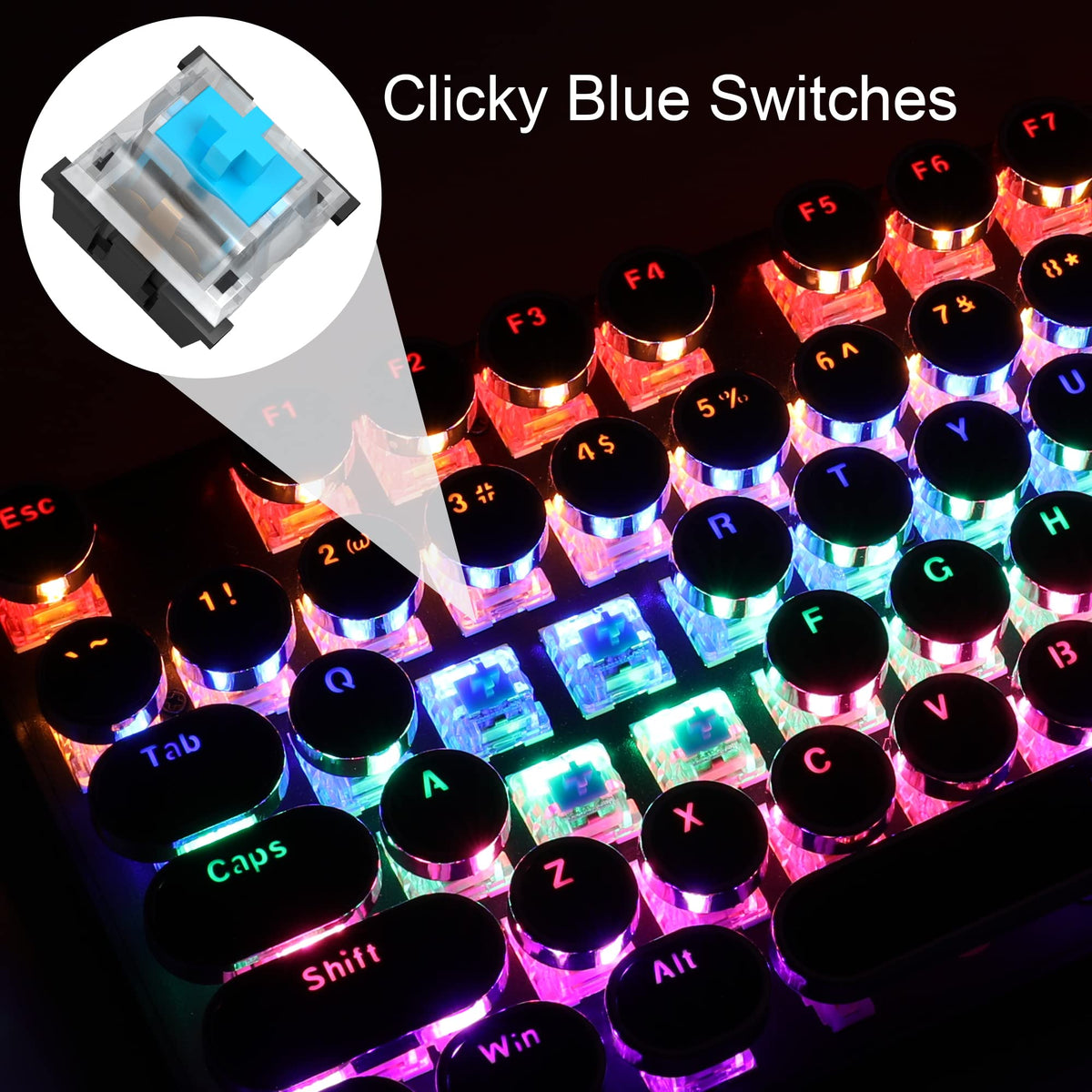 Black Retro Mechanical Gaming Keyboard with RGB Backlit X6514