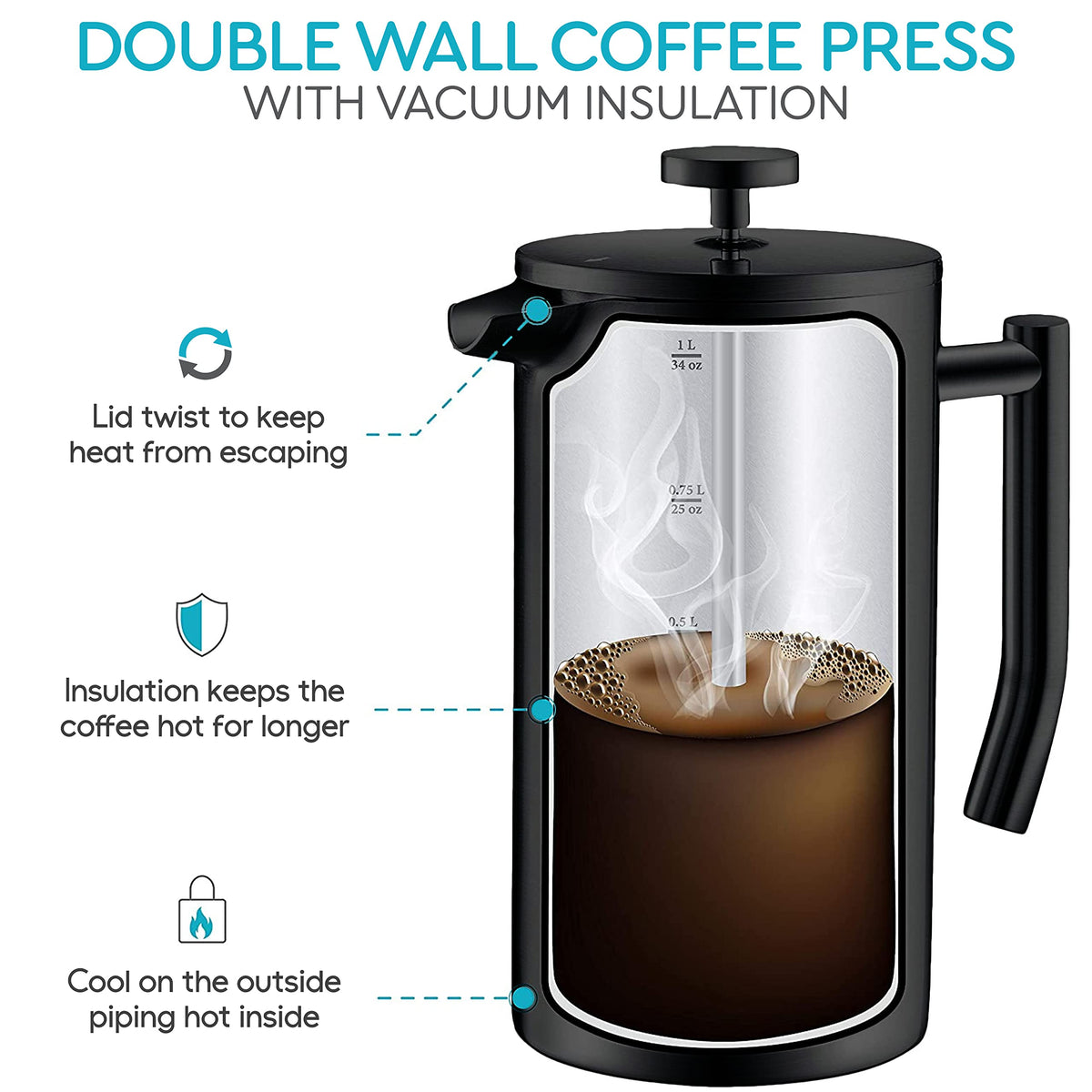 Insulated French Press Coffee Maker 50oz Z44407