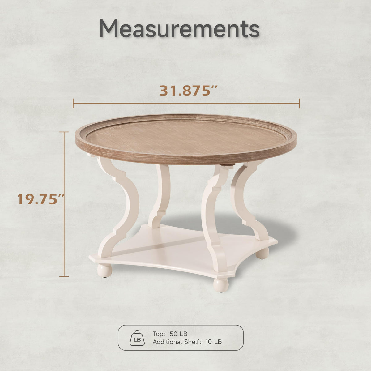 Round White Coffee Table with Tray Top I529