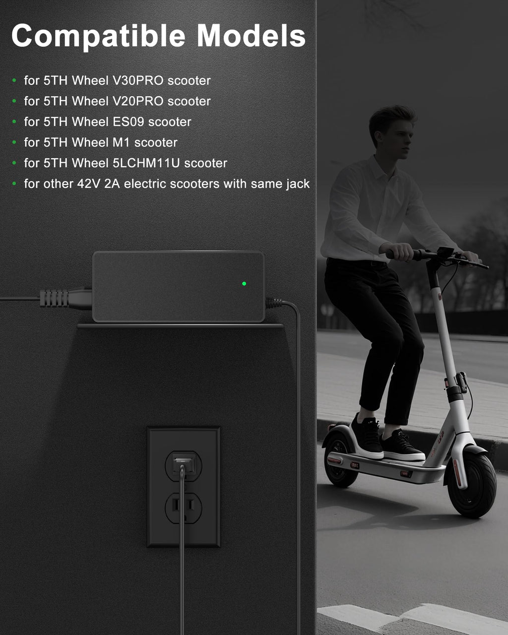 42V 2A Electric Scooter Charger with LED Indicator O33066