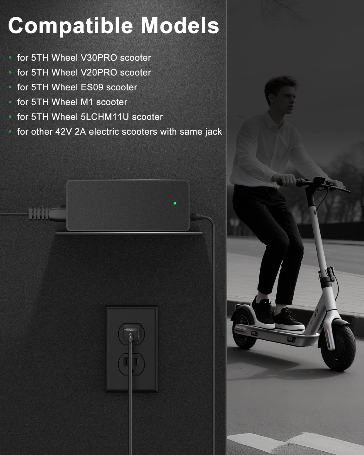 42V 2A Electric Scooter Charger with LED Indicator O33066