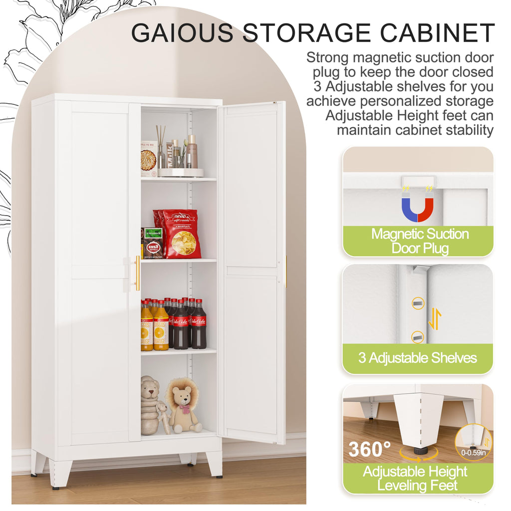 Metal Pantry Cabinet with 2 Door P6036