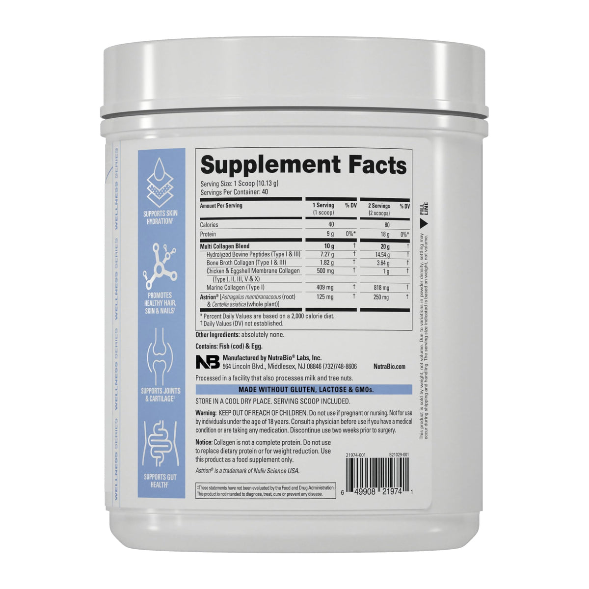 Hydrolyzed Grass-Fed Unflavored Collagen Powder 40 Servings S884