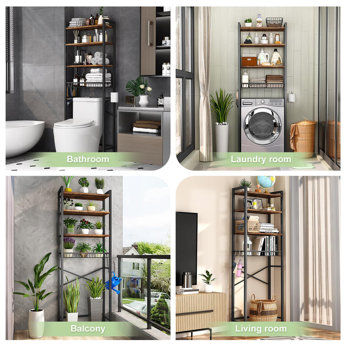 4-Tier Over-The-Toilet Storage Rack with Basket P45416
