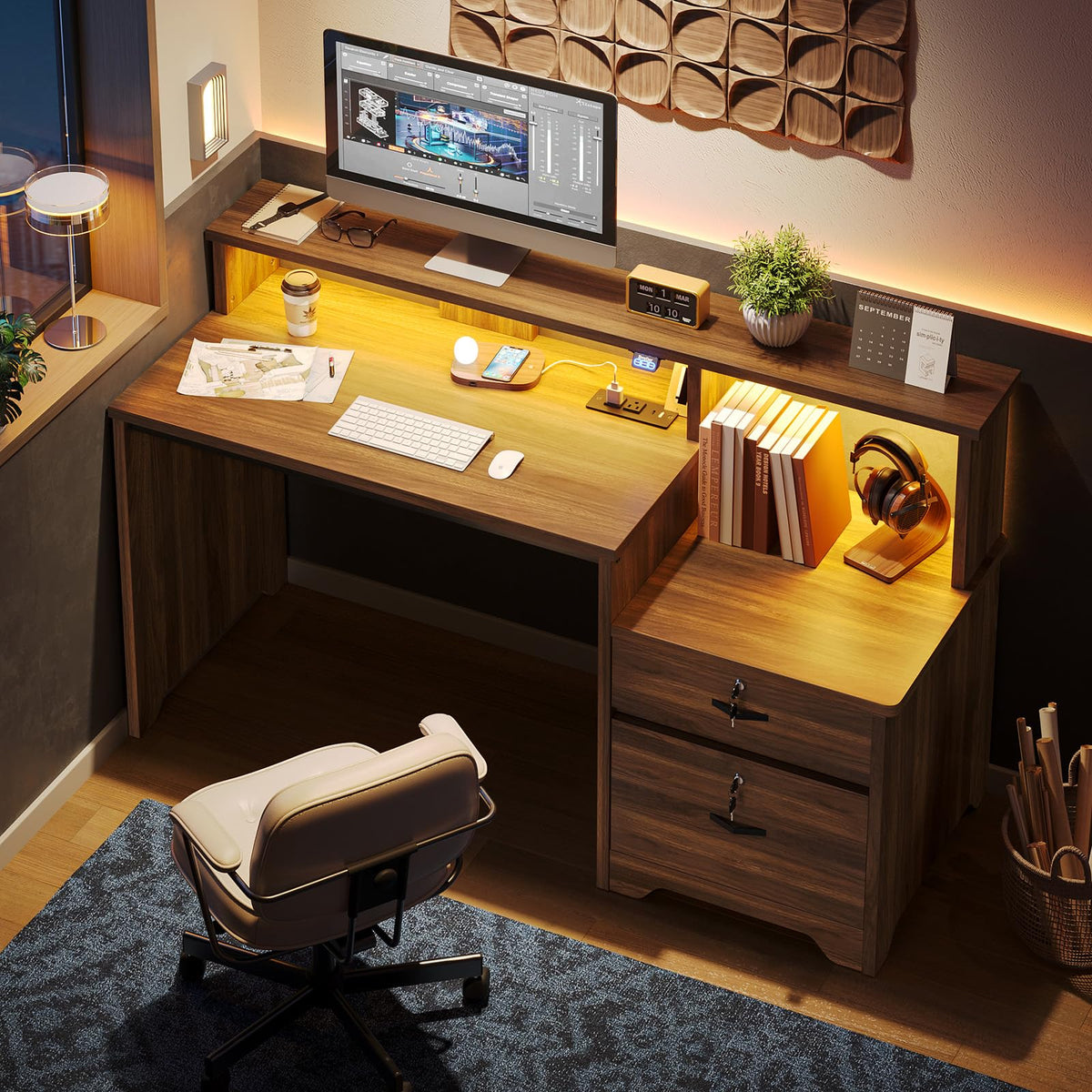 55-Inch Computer Desk with File Drawer C5462