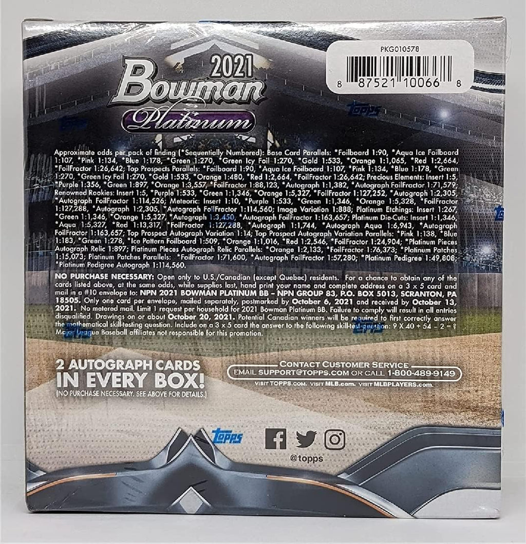 2021 Bowman Platinum MLB Baseball Card Mega Box E66091