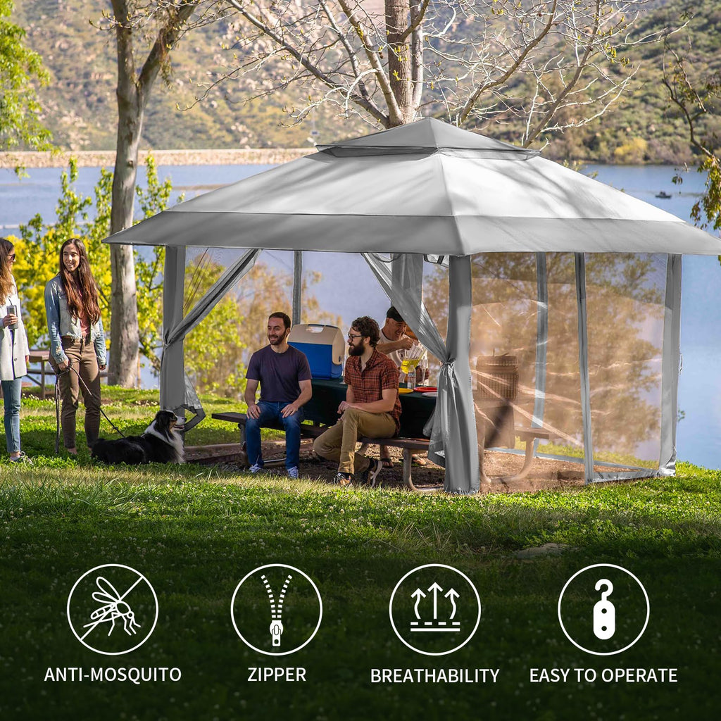 Gazebo Replacement Mosquito Netting 10 x 10ft Grey S967953