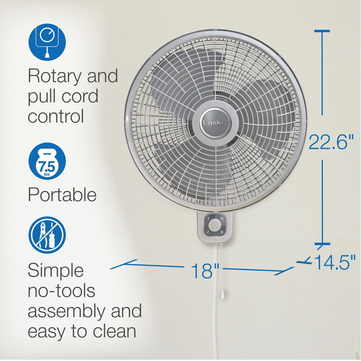 16" 3-Speed Oscillating Wall Mount Fan C66384