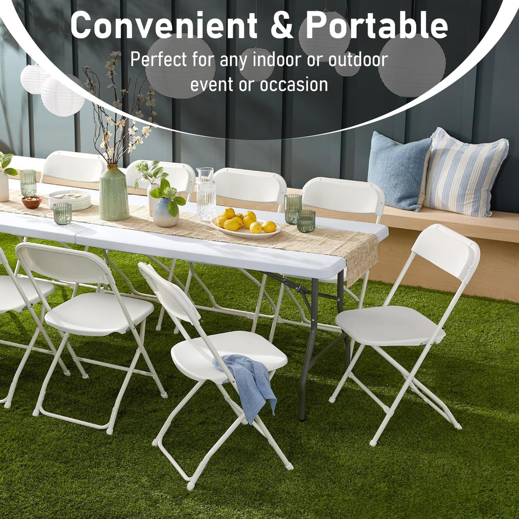 6FT White HDPE Folding Table with Carry Handle G726700