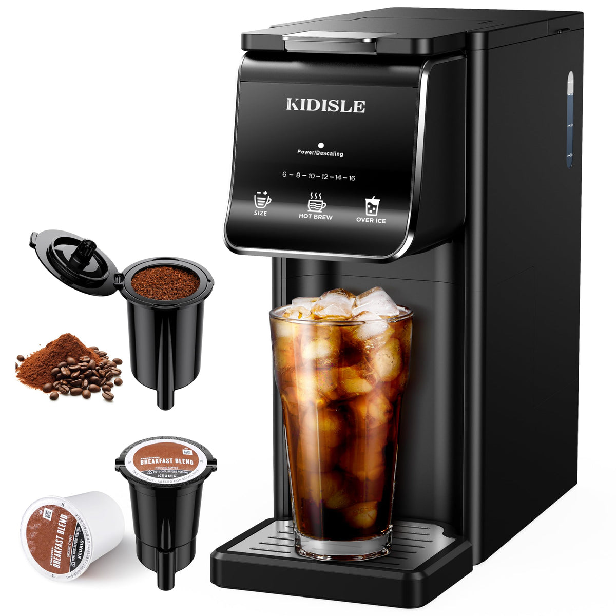 Black Single Serve Coffee Maker with 40oz Water Tank P6115