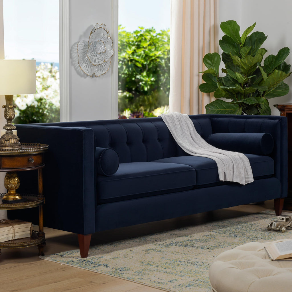 Dark Navy Blue Performance Velvet Tufted Sofa L251741