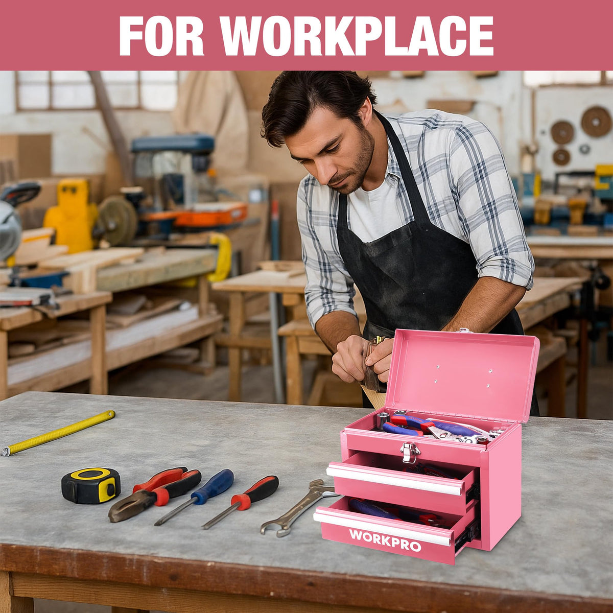 Portable Mini Metal Tool Box with 2 Drawers V699358