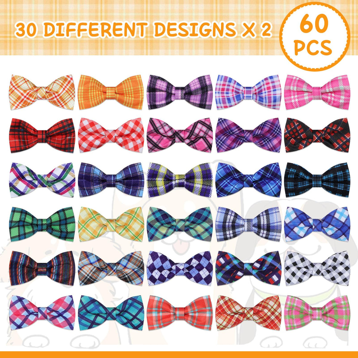 Plaid Dog Collar Bow Ties P9365