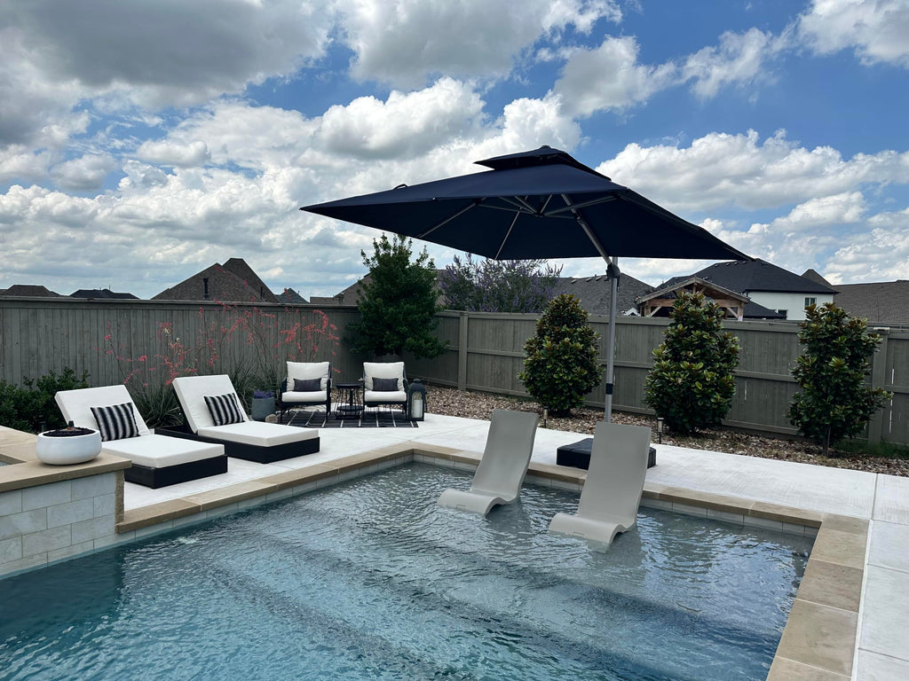 10'x 10' Square Double Top Navy Blue Cantilever Patio Umbrella G143