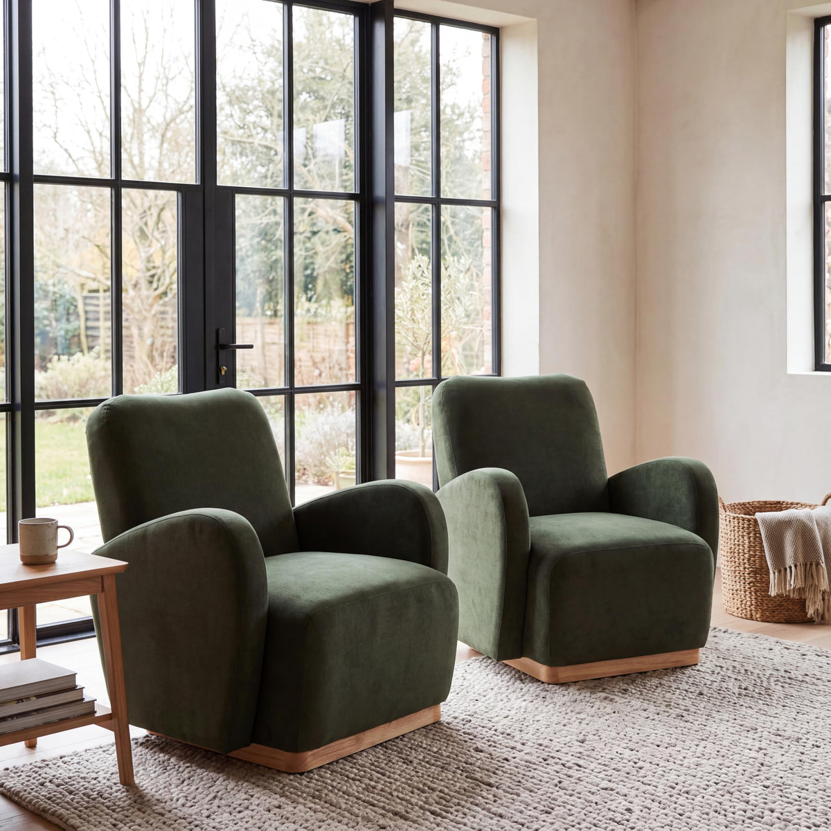 Olive Green Velvet Upholstered Accent Chair Set of 2 A3440